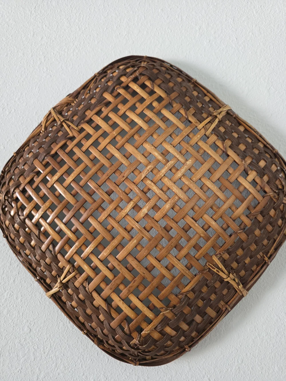 Vintage Brown Woven Rattan Wall Basket